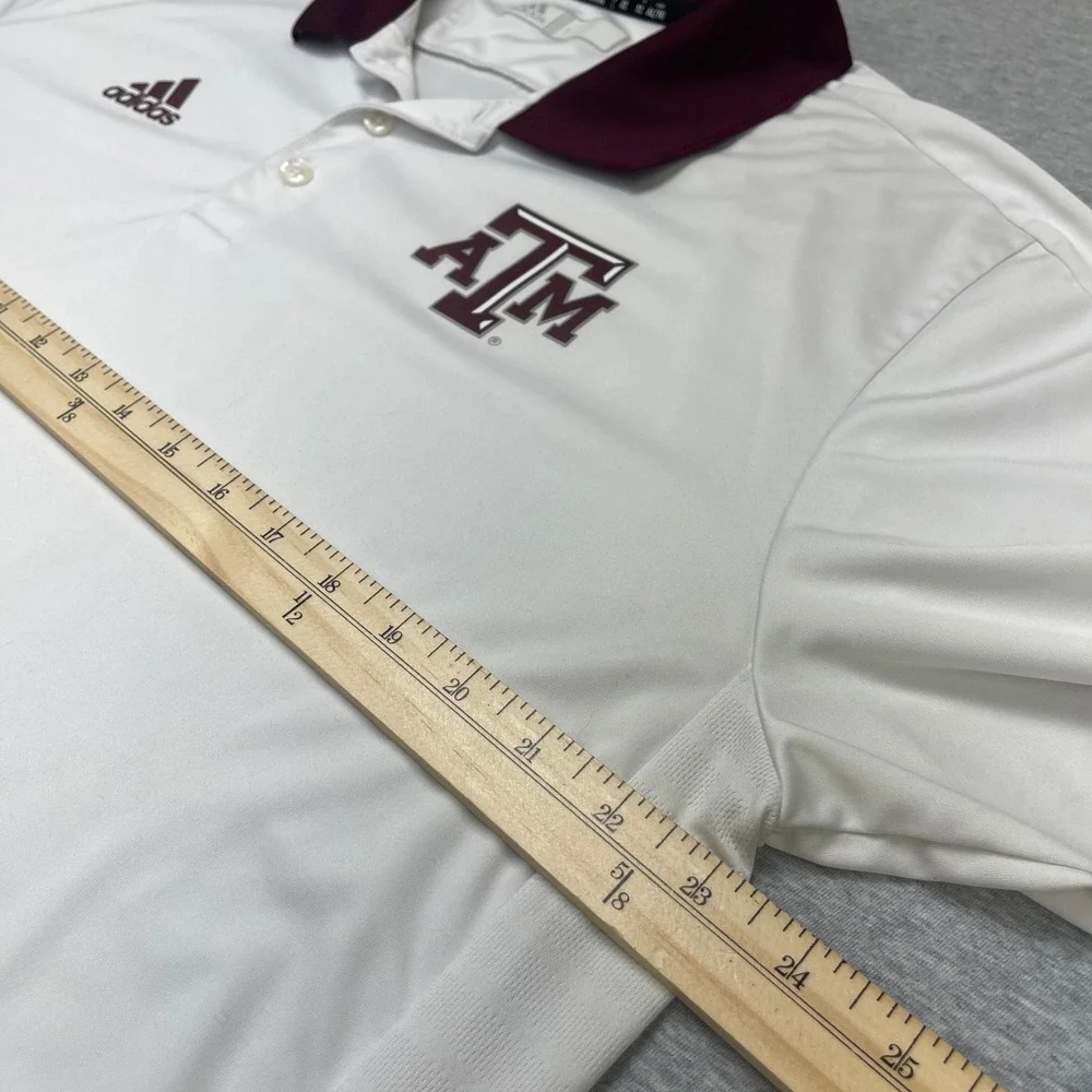 Texas A&M Adidas Polo Mens XL White NCAA Football Climalite Sideline White EUC